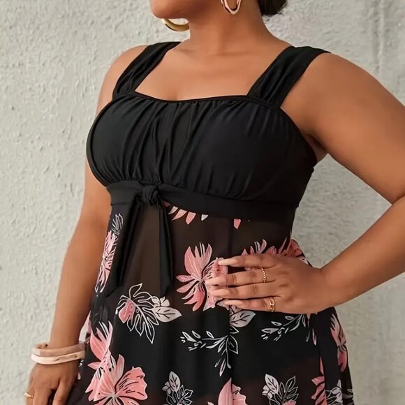 Women's Plus Size Two Piece Sexy Tankini Swimsuit Bathing Suit Swimwear 16W -20W - Picture 2 of 11